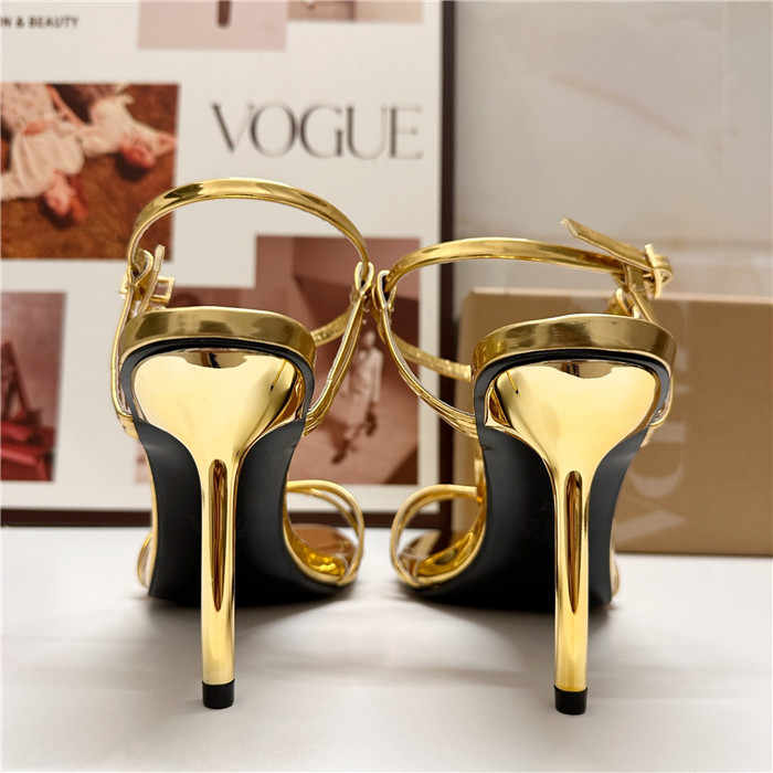 2025 high heel women's shoes metal one line fine strap fine heel sandals