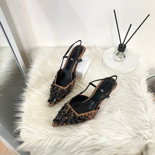 Premium Bahan Sequin x Satine Women Heel Sandals