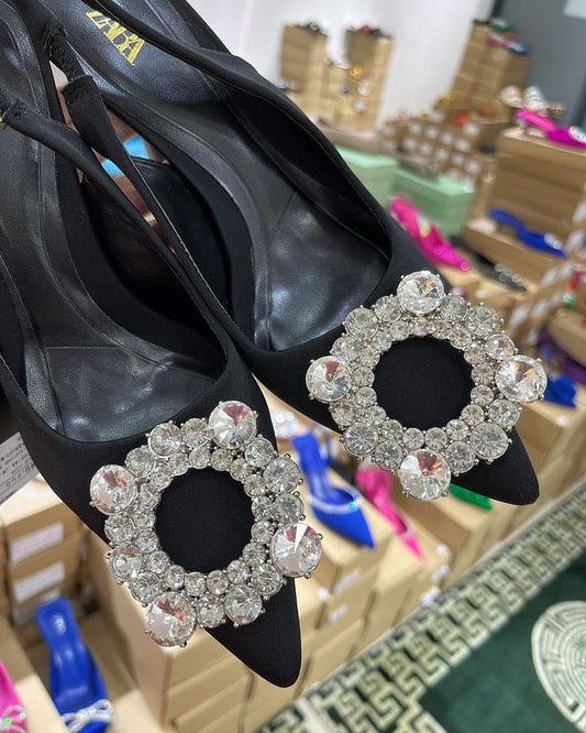 za-ra black round buckle