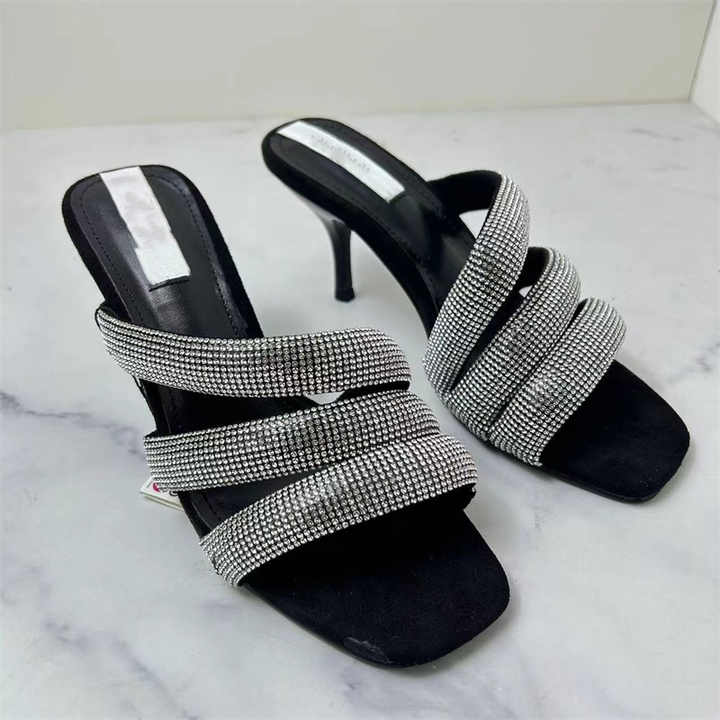 wWound ribbon rhinestone fashion high heels casual sandals