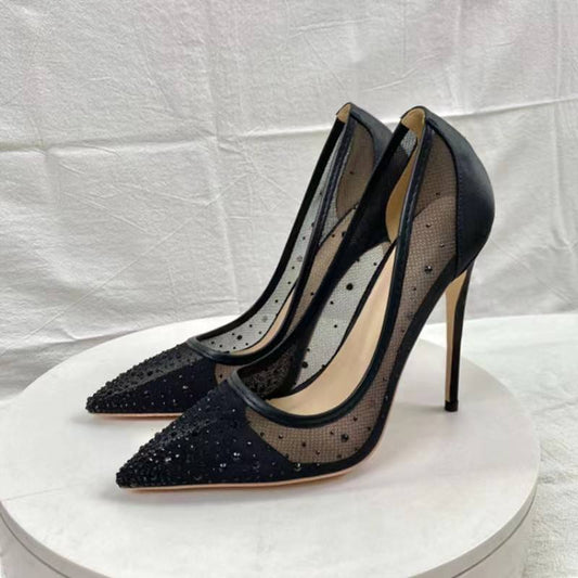 Black hollowed out sexy noble luxury women's fashion High Heel