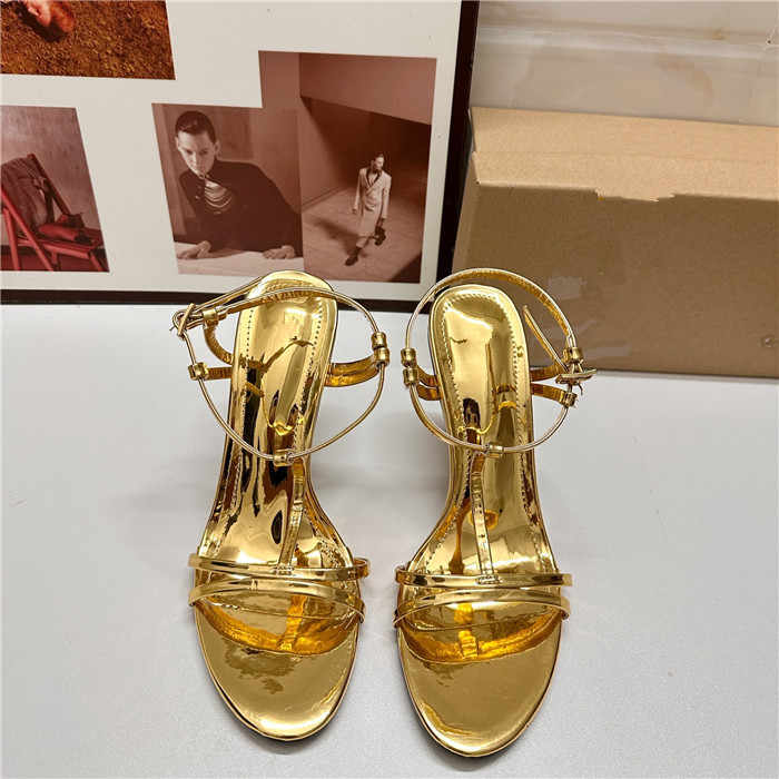 2025 high heel women's shoes metal one line fine strap fine heel sandals