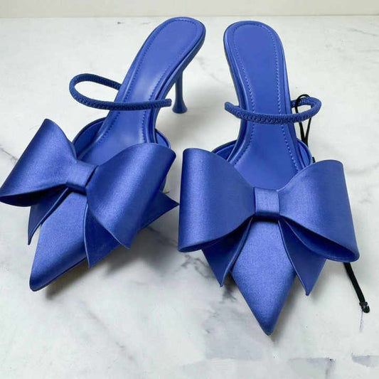 Silk Bow Fine Heel Elegant Back Trip Strap High Heel Party Sandals