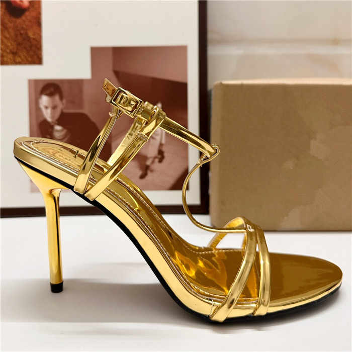 2025 high heel women's shoes metal one line fine strap fine heel sandals