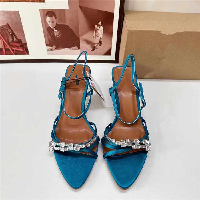 new 2024 autumn pointed cross strap rhinestone ankle straps buckle open toe high heels sandals