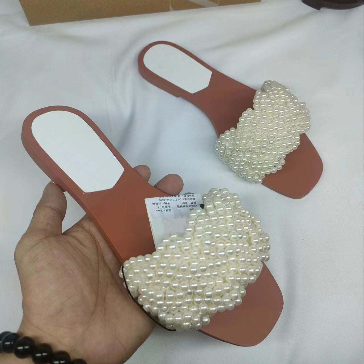 Spanish Pearl Flat Bottom Outdoor Open Toe Slippers