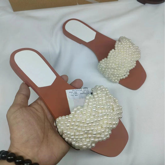 Spanish Pearl Flat Bottom Outdoor Open Toe Slippers