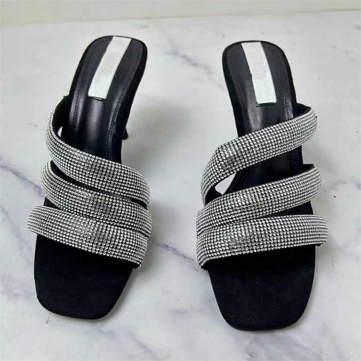 wWound ribbon rhinestone fashion high heels casual sandals