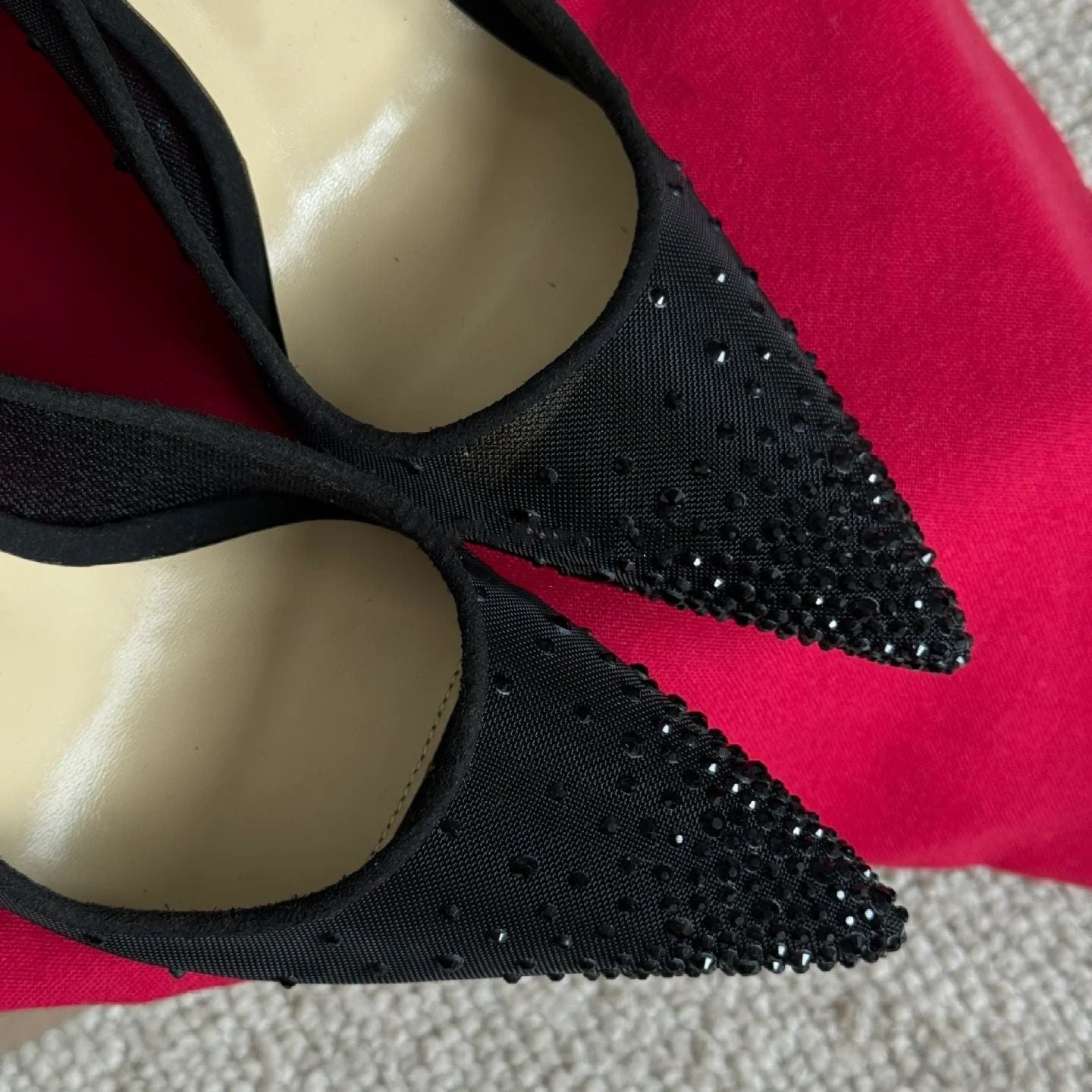 Mesh pointed toe diamond black suede mature italian high heel pumps female wedding party shoes