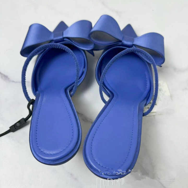 Silk Bow Fine Heel Elegant Back Trip Strap High Heel Party Sandals