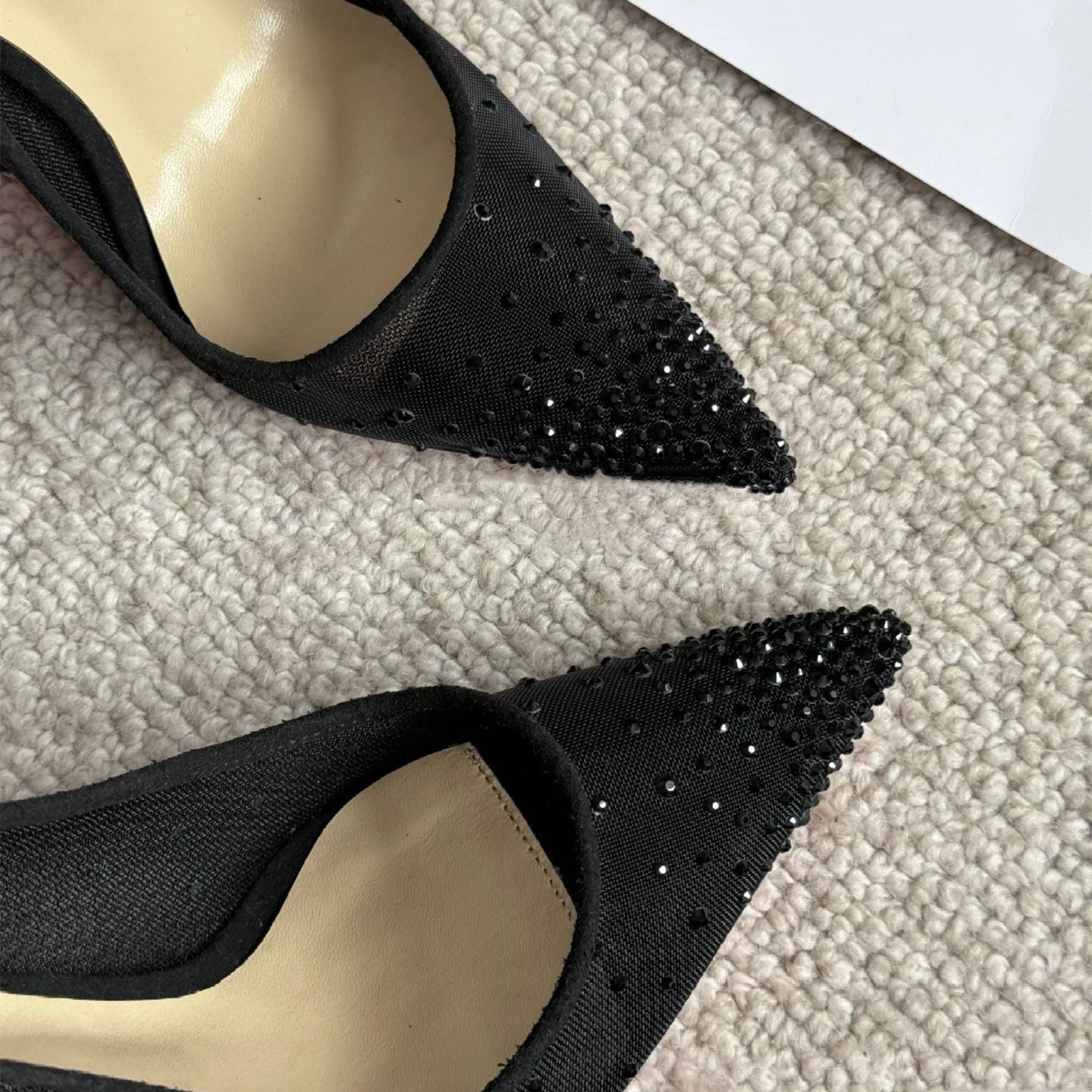 Mesh pointed toe diamond black suede mature italian high heel pumps female wedding party shoes