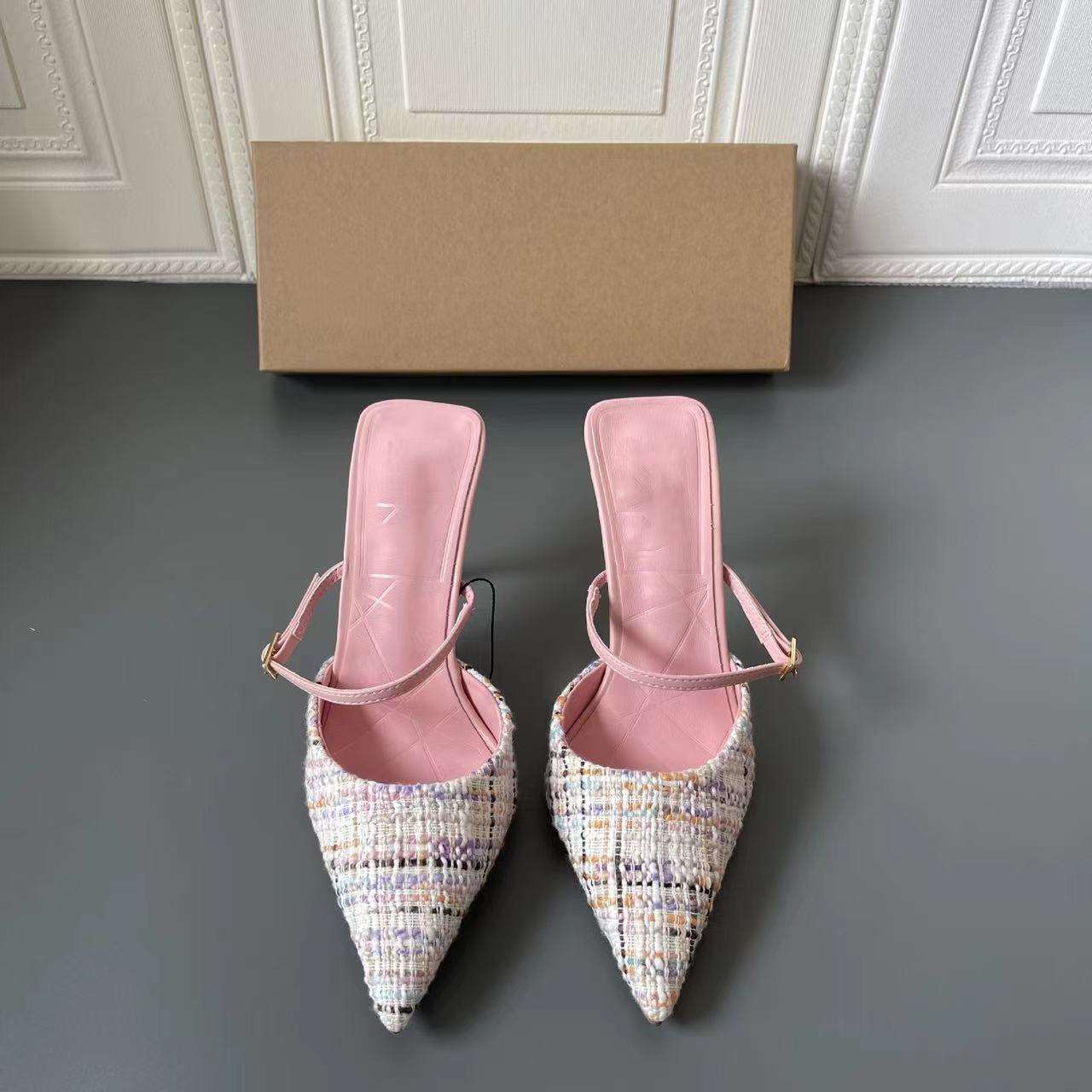 Designer summer lattice sandals high heels luxury femmes fashion slipper