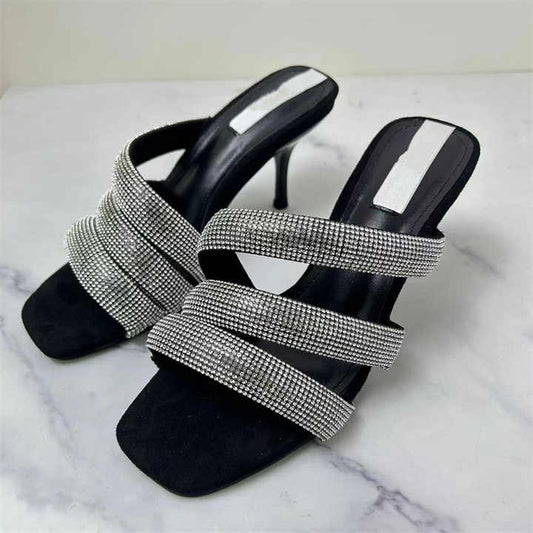 wWound ribbon rhinestone fashion high heels casual sandals