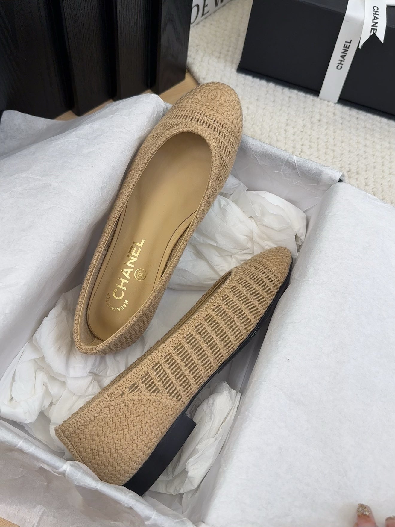 CC 25 Ballet Flat Beige Raffia